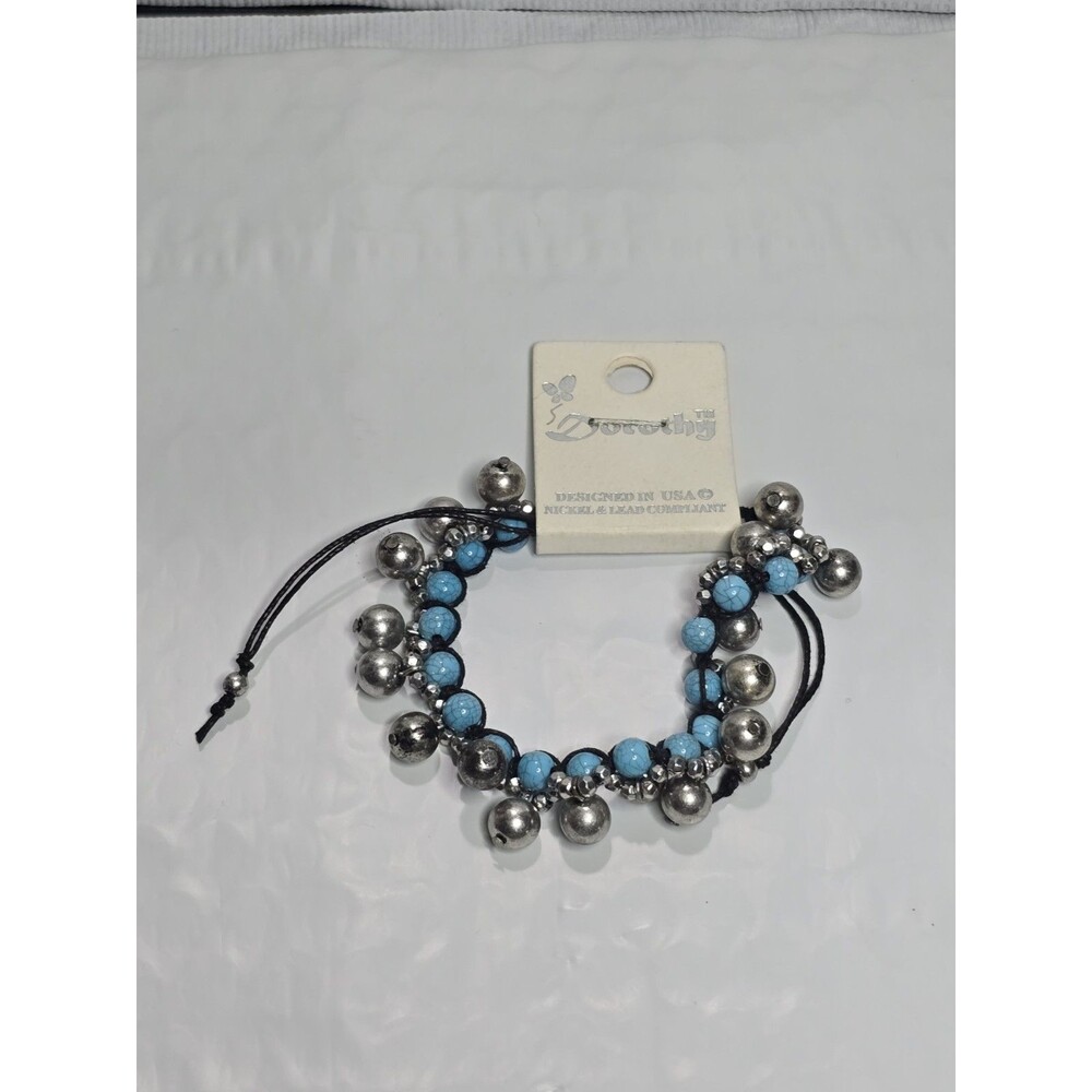 Dorothy Brand Turquoise Silver Toned Bead Bracelet Designed In USA